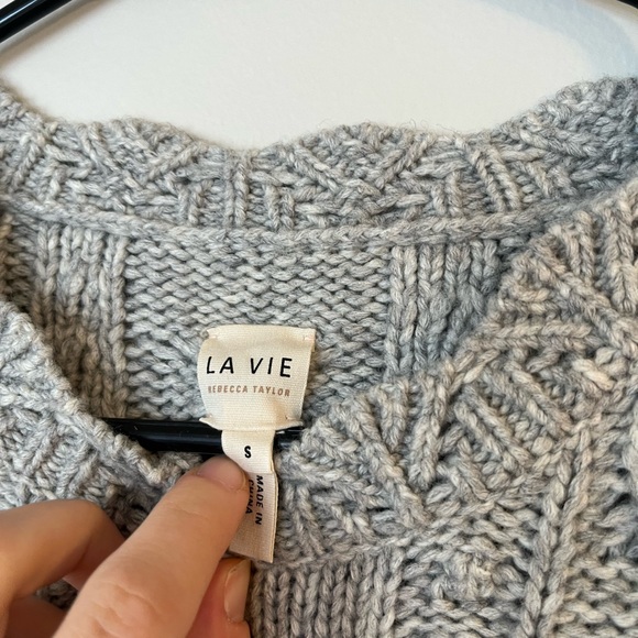 [La Vie Rebecca Taylor] Striped Cable Knit Wool Blend Sweater- Small - Picture 8 of 9